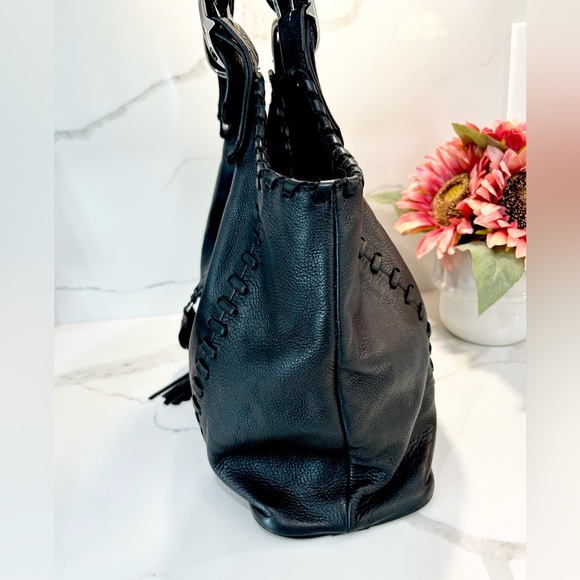 Rosanna Nichole black leather Super soft HOBO purse with snake pattern lining - Picture 4 of 16